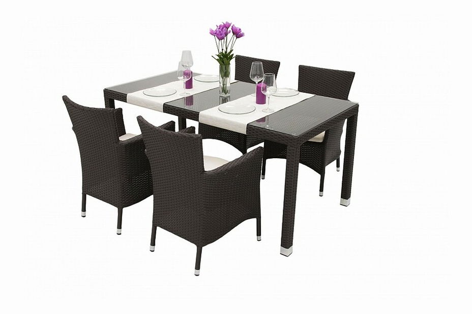 Záhradná zostava Modena II. 1+4 (čierna) (um. Ratan)