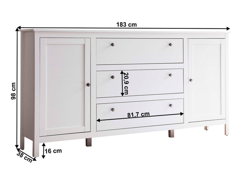 Comodă Otis 2d3s (alb)