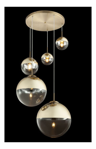 Viseća svjetiljka Varus 15855-5 (moderna/dizajnerska) (zlatna + prozirna)