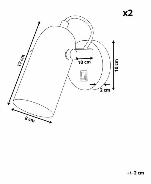 Set 2 ks nástenných svietidiel Tullius (čierna) 