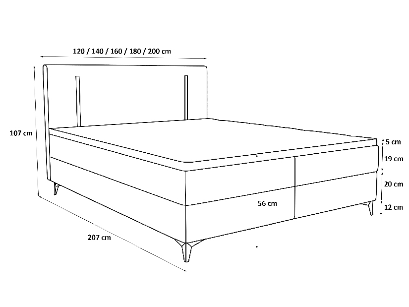 Jednolôžková posteľ 120 cm Ortega Comfort (svetlomodrá) (s roštom a matracom, s úl. priestorom) (s LED osvetlením)