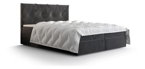 Pat matrimonial Boxspring 160 cm Athena Comfort (Gri închis) (cu saltea și sp. depozitare)