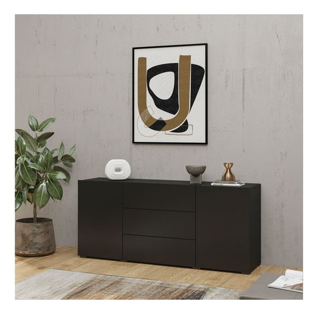 Comodă Avernic Typ 26 (onyx negru + stejar wotan)