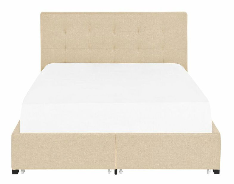 Manželská posteľ 140 cm Rhiannon (béžová) (s roštom a úložným priestorom)
