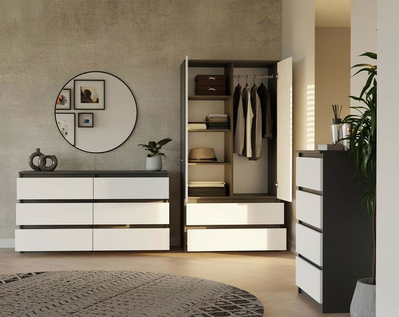 Šatníková skriňa Musecalo 1 (antracit + biela)