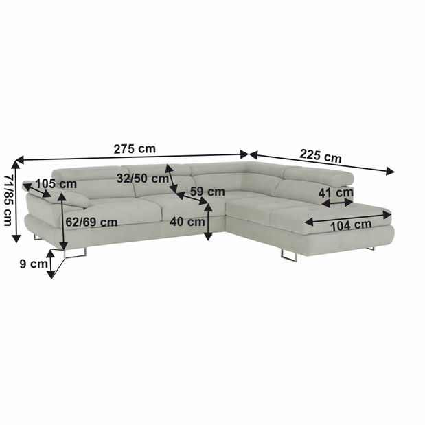 Rohová sedačka Bjorn P 2-OTM (svetlosivá) (P)