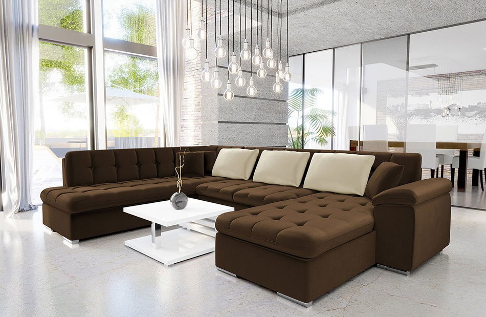 Kutna garnitura Talia (tamnosmeđa + krem)