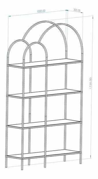 Raft Twinnis (auriu + sticlă)