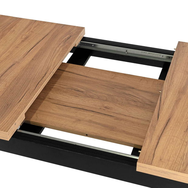 Masă sufragerie extensibilă Seguiremos (stejar craft auriu + negru) (pentru 4-6 persoane)