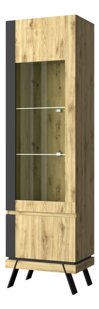 Vitrină Stacee (Stejar navarra + negru)