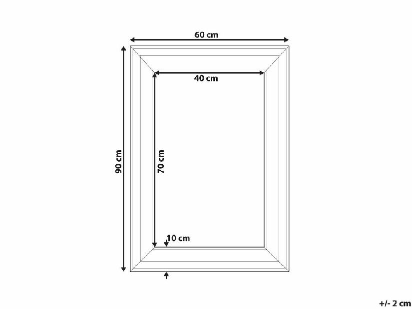 Falitükör 60 x 90 cm Lunza (fekete)