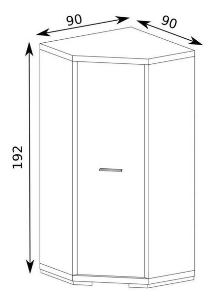Sarok ruhásszekrény Vega 38 (világos santana tölgy)