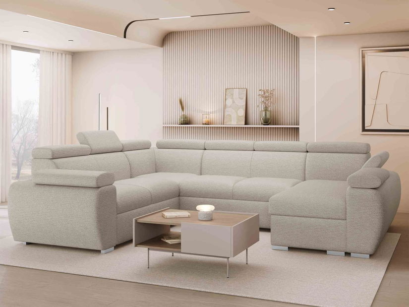 Rohová sedacia súprava Gozo U (svetlobéžová) (P)