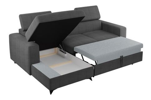 Kutna garnitura Laviosuna Premium (siva) (s prostorom za odlaganje) (D)