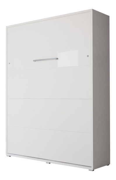 Lenyitható szekrényágy 160 Homer (matt fehér + fényes fehér) (vertikális) (világítással)