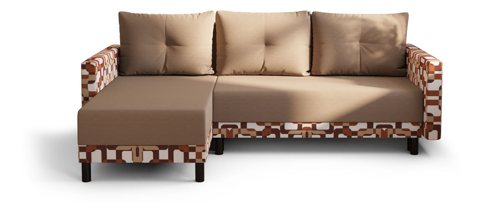 Sarok ülőgarnitúra Glimmer L (bézs + barna + fehér) (B)