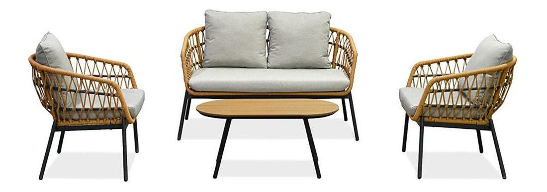 Set mobilier de grădină Artefactos (natural + gri deschis) (pentru 4 persoane)