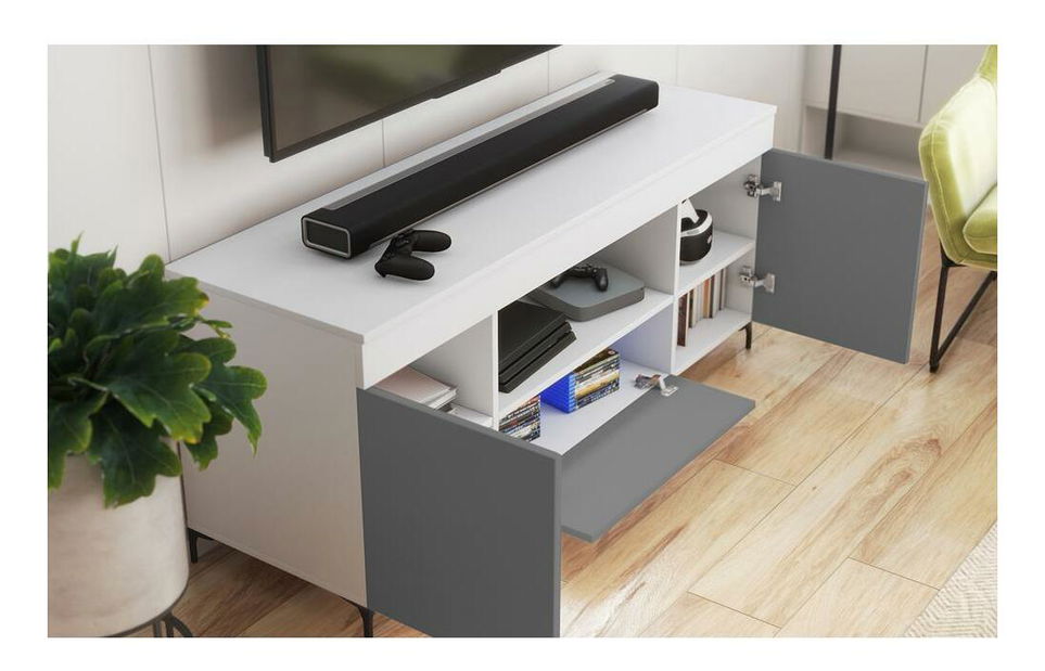 Masă TV Giuseppo (gri + alb)