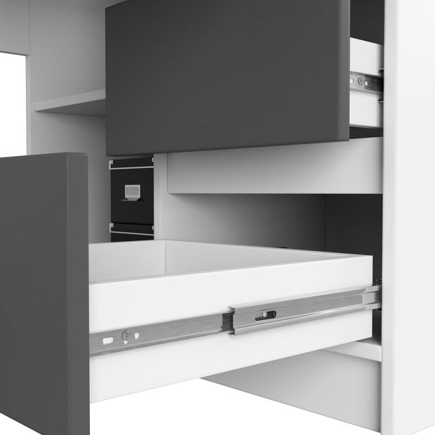 Masă PC de colț Bevin (Alb + gri) (D)