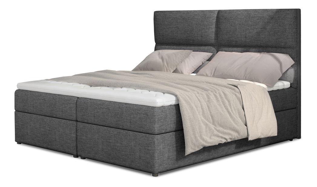 Franciaágy Boxspring 160 cm Amebra (világosszürke) (matracokkal és tárolóval)