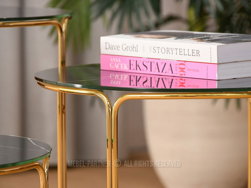 Măsuță de cafea Belianni Zest (marmură negru + auriu)