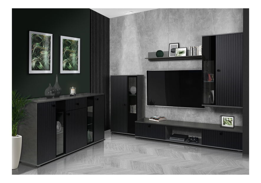 Obývacia izba Saul (čierna + matera) (bez osvetlenia)