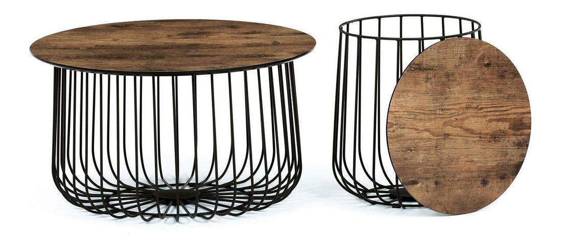 Set 2 konferenčních stolků Adelantarla (old style wood)