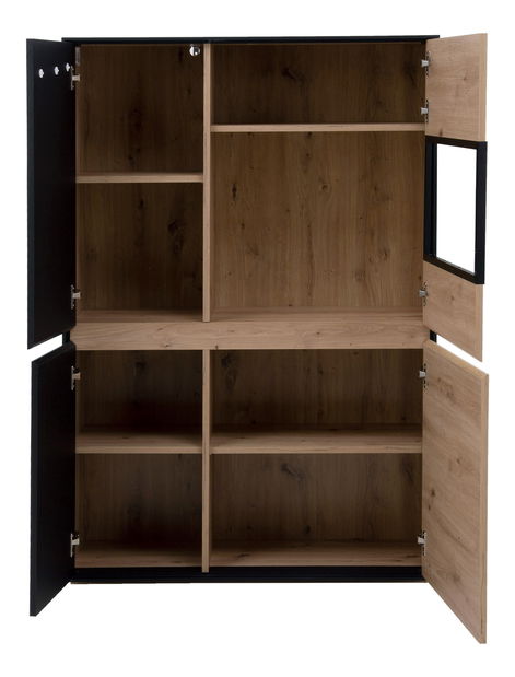 Vitrína Bobbie 3D1W (dub artisan + černá)