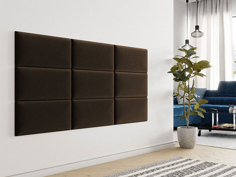 Čalouněný nástěnný panel (4 ks.) Pag 60x30 (tmavě hnědá) *výprodej