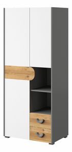 Komoda typ CA1 Caryl (světlý grafit + lesklá bílá + dub nash)