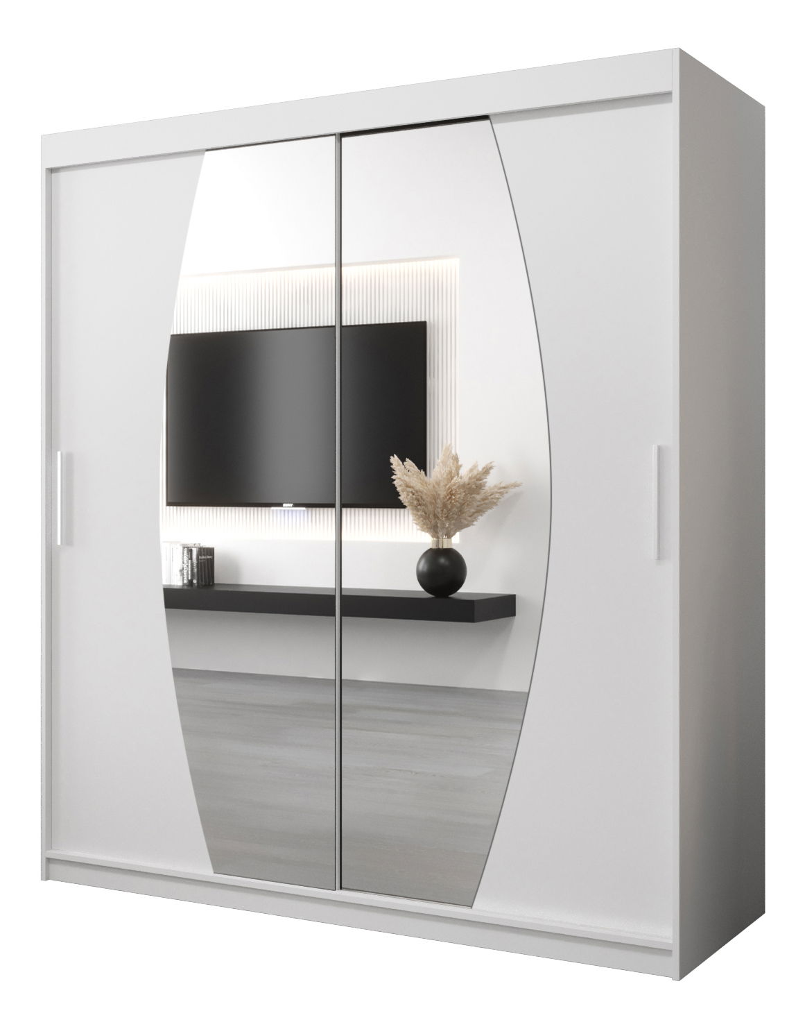 Šatní skříň 180 cm Eclipse (bílá matná + bílá matná)