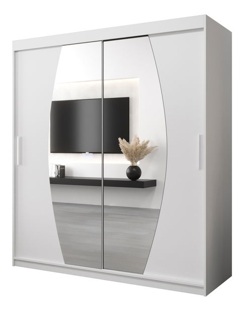 Šatní skříň 180 cm Eclipse (bílá matná + bílá matná)