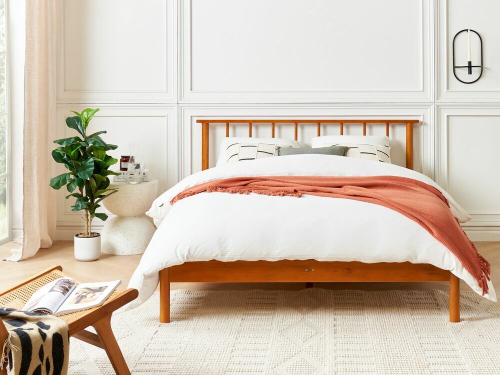 Manželská postel 140 cm Barza (světlé dřevo)