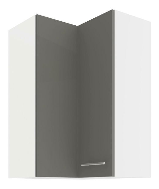 Horní rohová kuchyňská skříňka Lavera 60x60 GN-90 2F (90°) (korpus: bílá + fronta: lesk šedý)