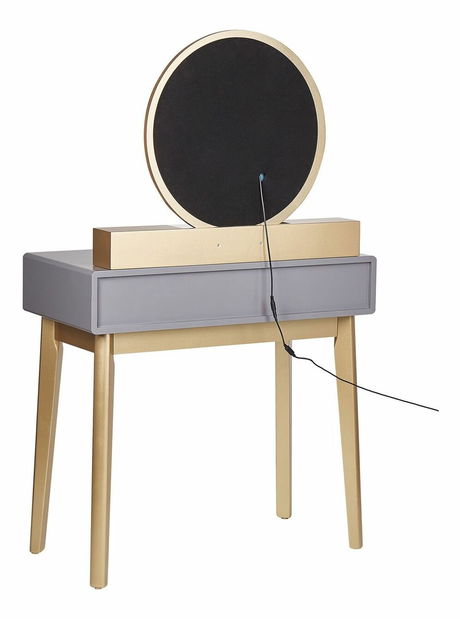 Toaletní stolek Fedro (šedá + zlatá) (s LED osvětlením)