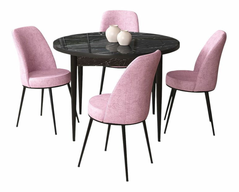 Jídelní set Torra (ořech barokní + kouřová) (pro 4 osoby)