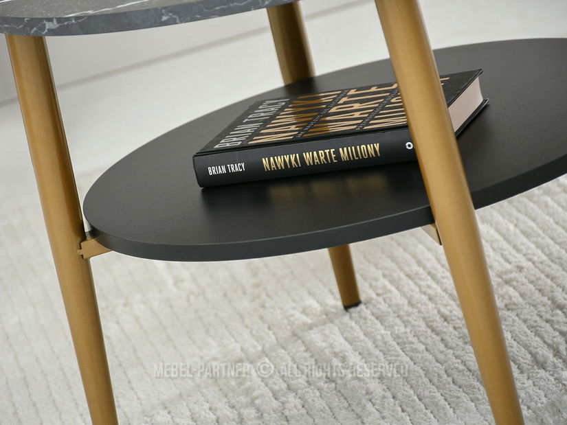 Konferenční stolek Randolf S (černý mramor + zlatá)