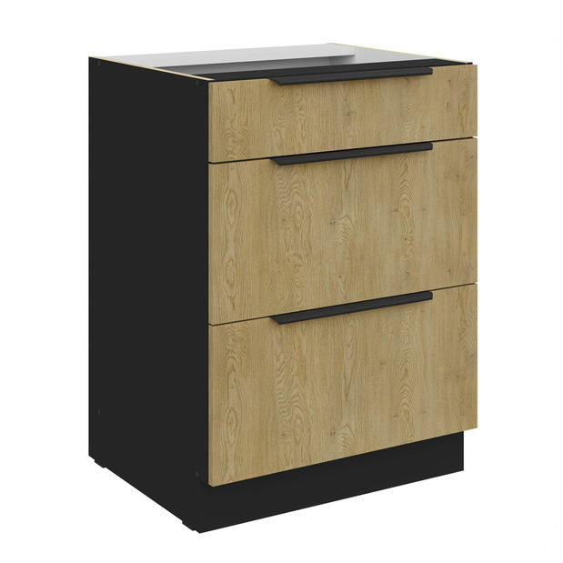 Dolní kuchyňská skříňka Carminia 60 D 3S BB PREMIUM BOX (dub cremona + černá)