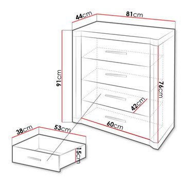 Komoda Xena XV-4 (sonoma)
