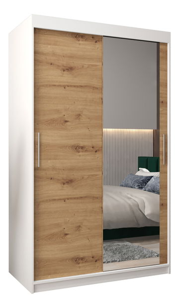 Šatní skříň 120 cm Toki 2 (Bílá matná + Dub artisan)