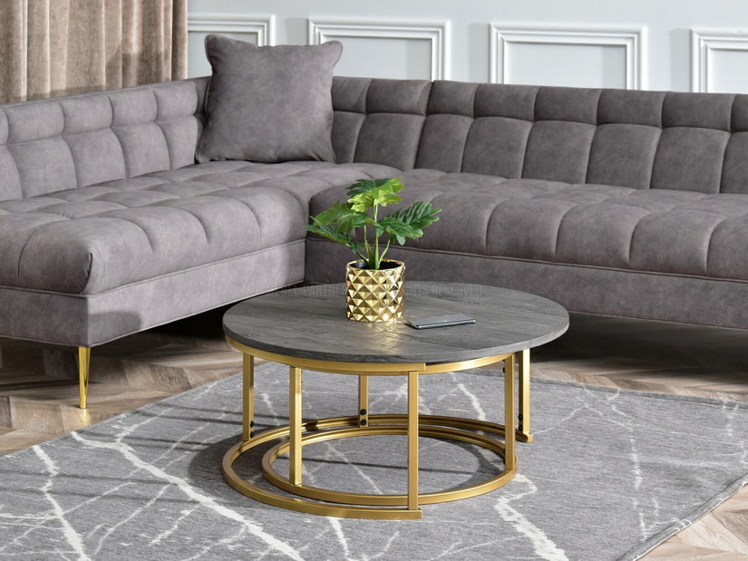 Konferenční stolek Kolja Zest Xl (šedá + zlatá)