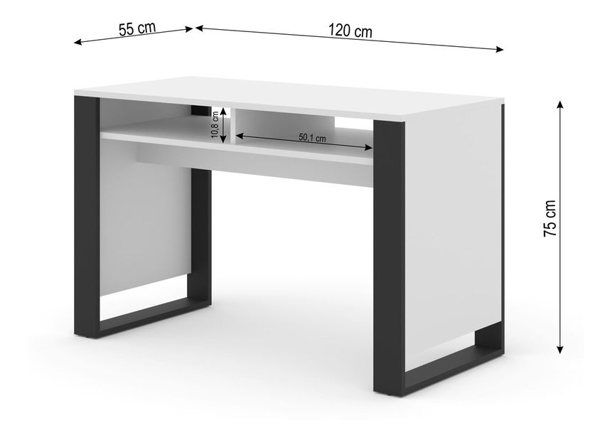 PC stolek Montana (bílá + černá)