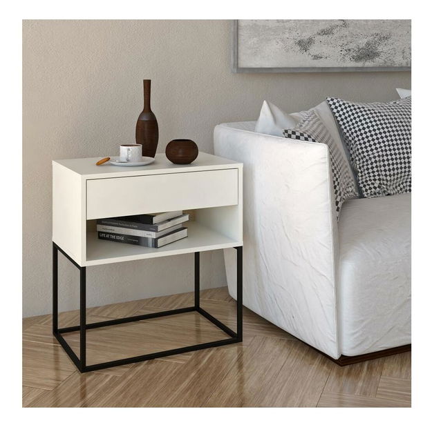 Noční stolek Autor (bílá + černá) *bazar