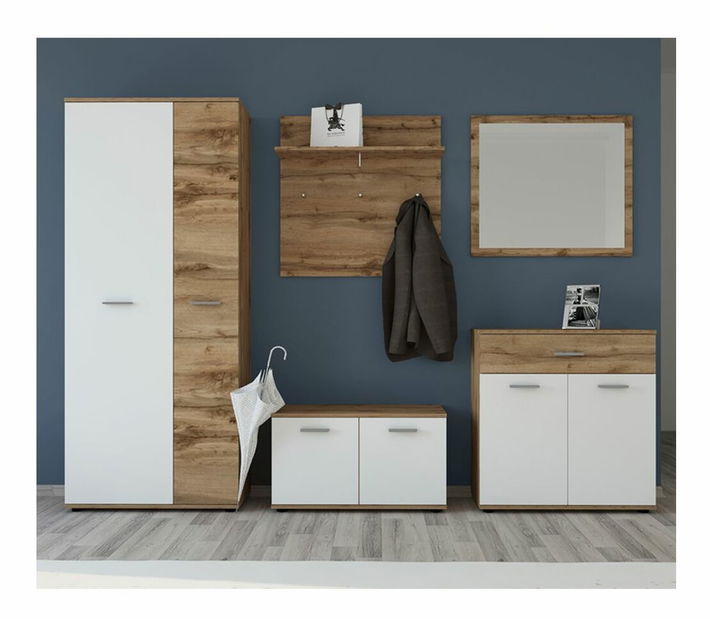 Šatní skříň IRIS (dub wotan + bílá)