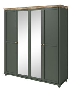 Šatní skříň Elvina S ZJU20 (zelená + dub lefkas tmavý) (se zrcadlem)