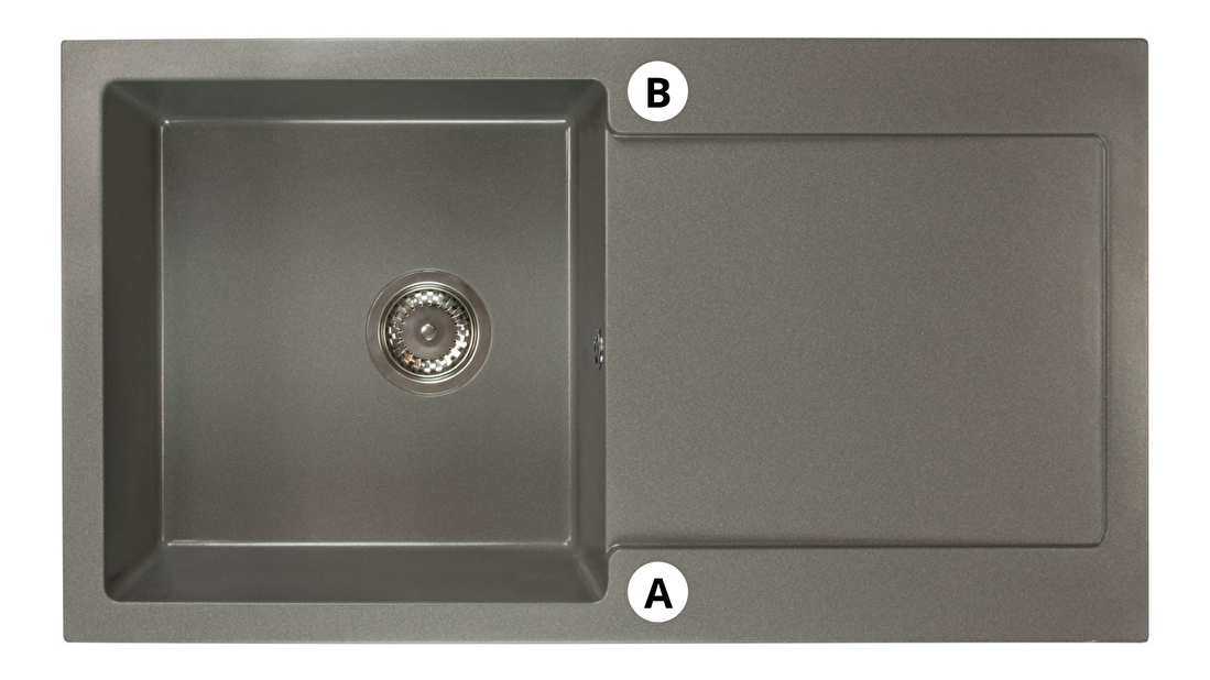 Kuchyňský dřez Adaxa (černá + textura) (se 2 otvory pro baterii) (P)