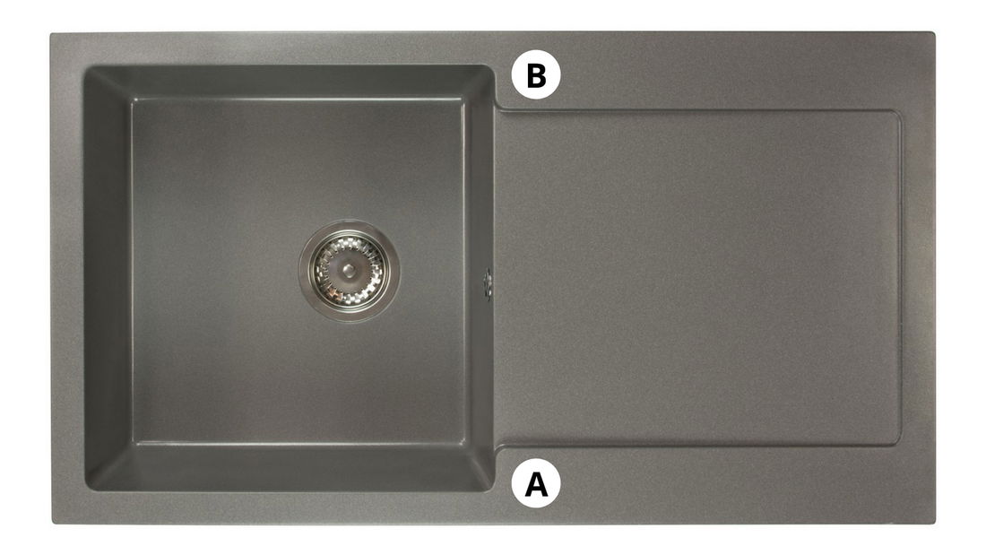 Kuchyňský dřez Adaxa (černá + textura) (se 2 otvory pro baterii) (P)