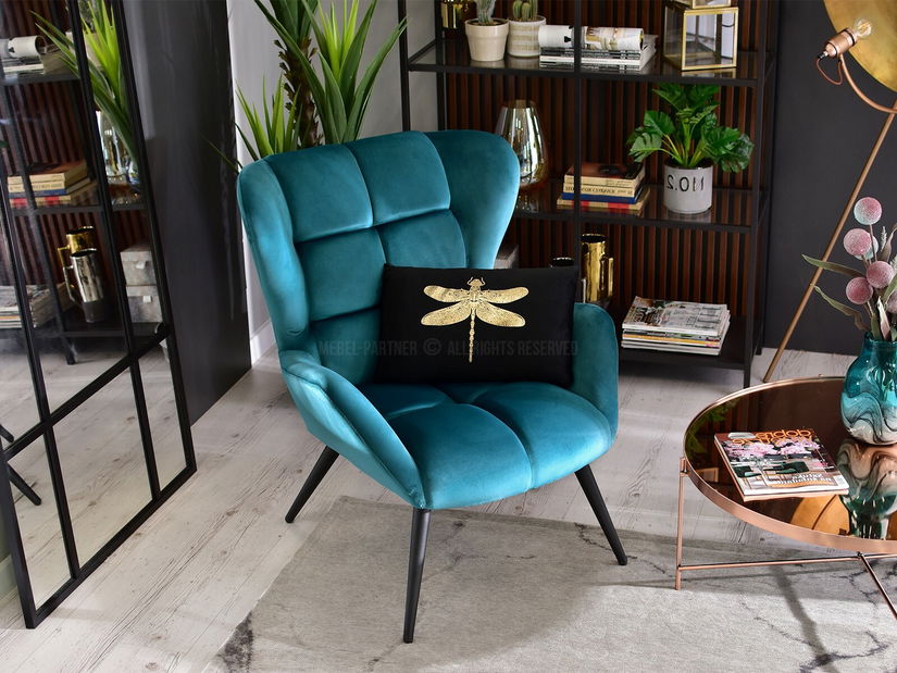 Křeslo Kikino (tyrkysová + černá)