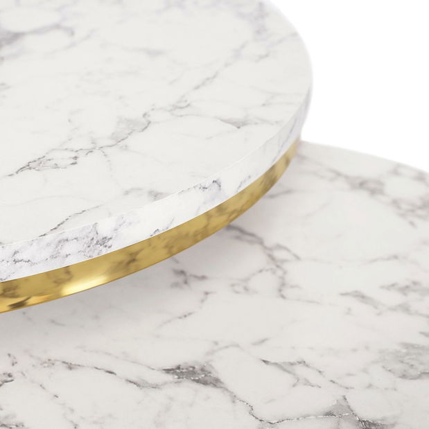 Set 2 konferenčních stolků Oponia (mramor + zlatá)