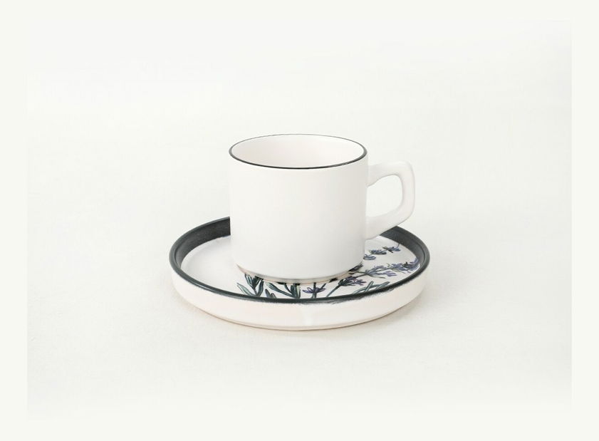 Kávová souprava (12 ks.) Spark (bílá + zelená + fialová + černá)